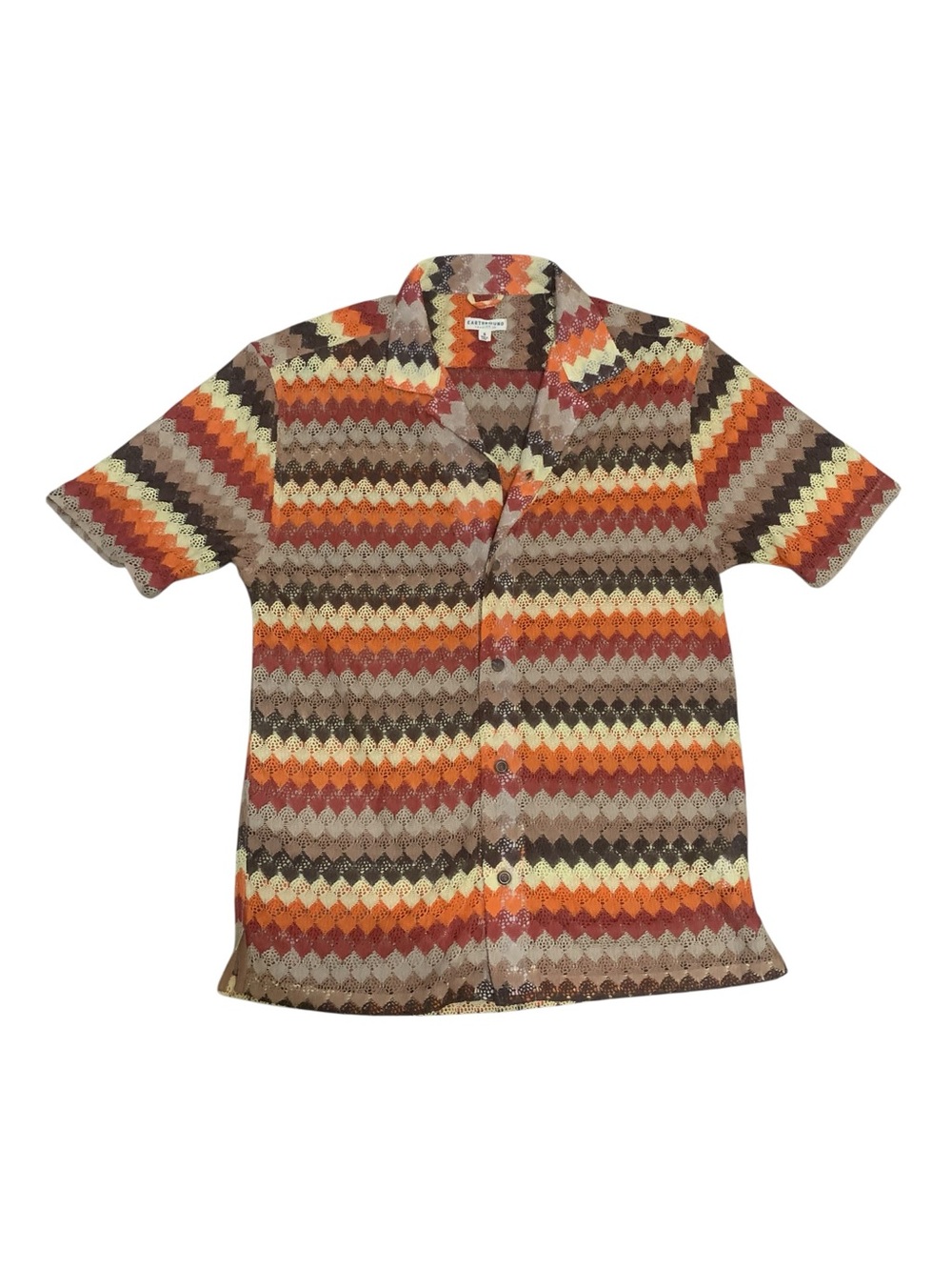 Earthbound Men’s Crochet Style Boho Button Up Size S